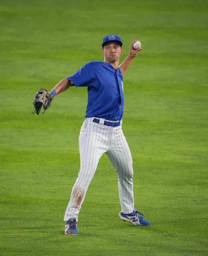Chicago Cubs prospect Darius Hill earlier this month with Triple-A Iowa.